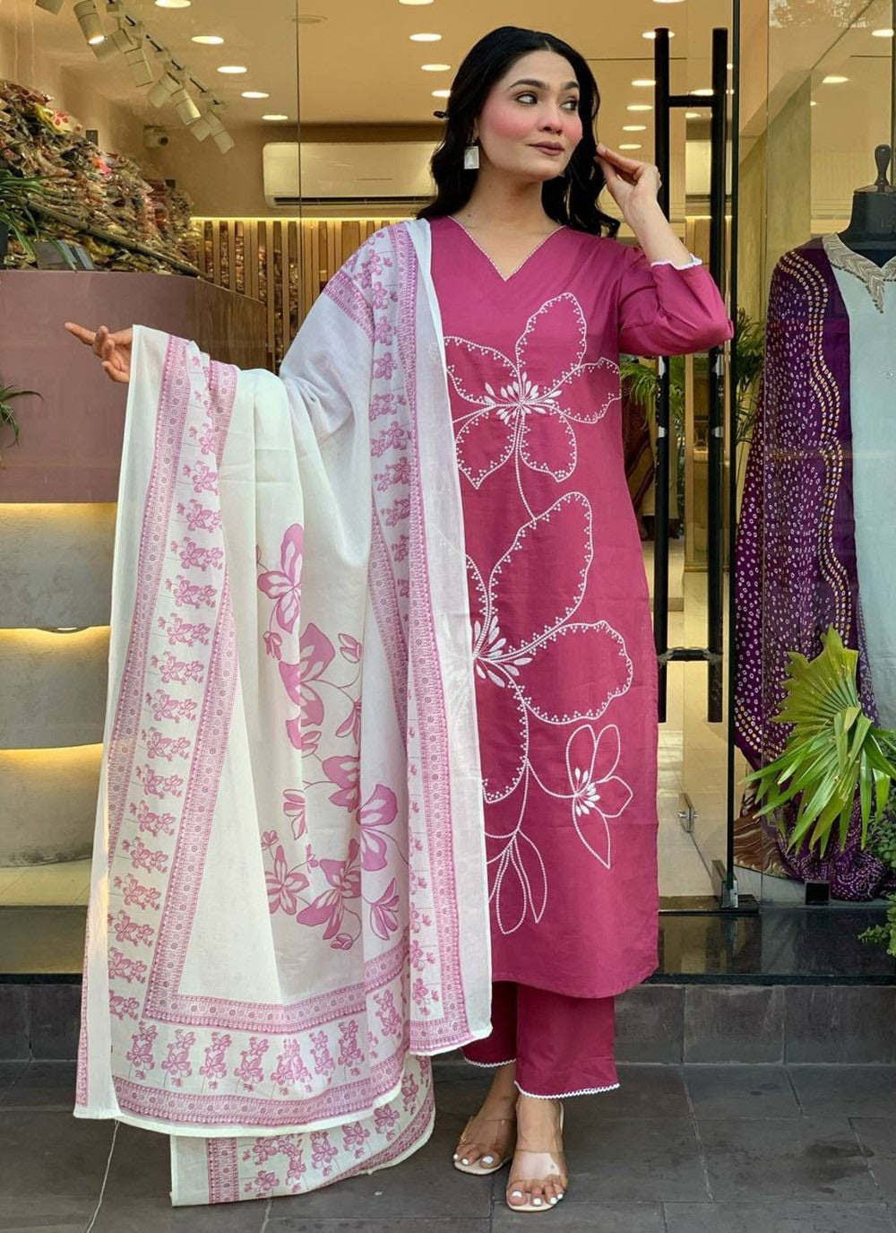 Bold & Beautiful: Magenta Silk Ensemble for a Statement Look