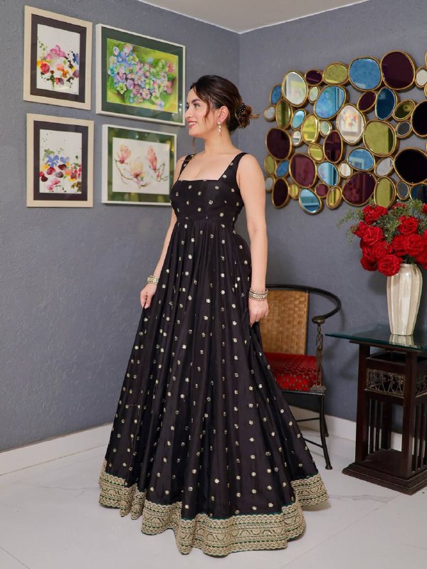 Royal Black Heritage Anarkali Set for Wedding & Festive Wear
