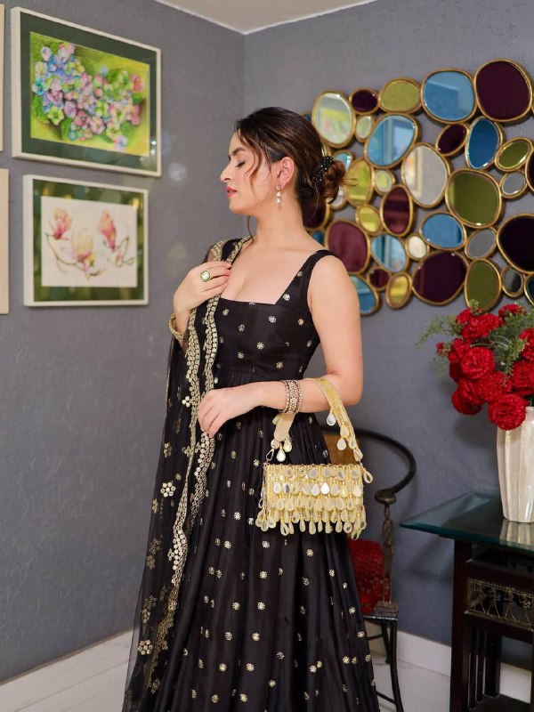Royal Black Heritage Anarkali Set for Wedding & Festive Wear