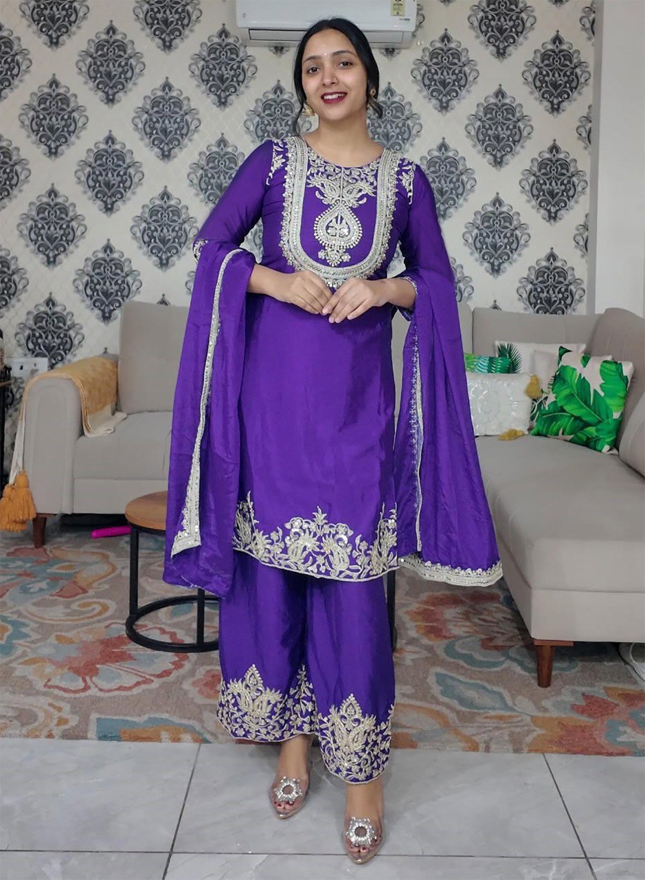 Women Embroidered Kurta Pant And  Dupatta Set