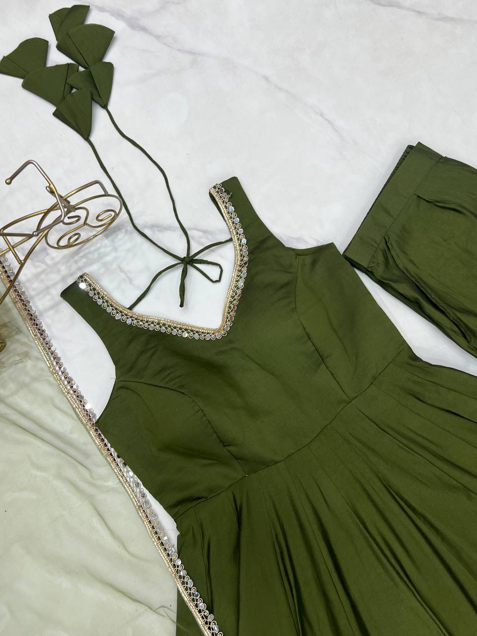 ANARKALI ROMAN SILK CHANDERI BEAUTIFUL DRESS