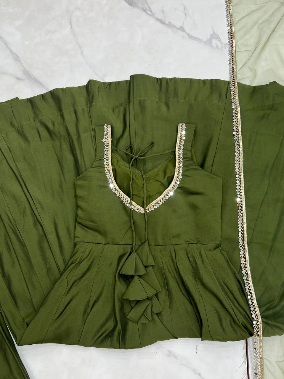 ANARKALI ROMAN SILK CHANDERI BEAUTIFUL DRESS
