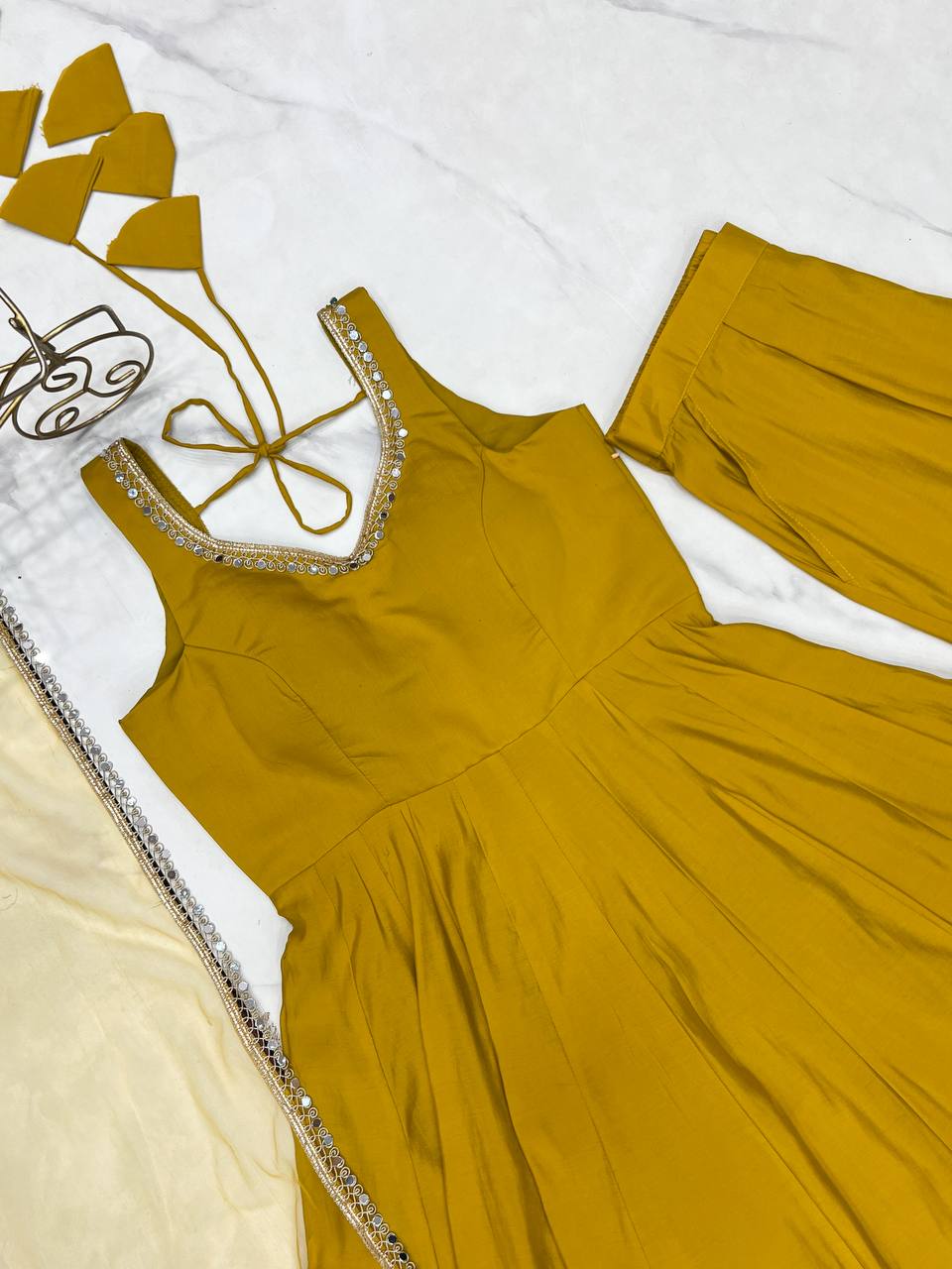 ANARKALI ROMAN SILK CHANDERI BEAUTIFUL DRESS