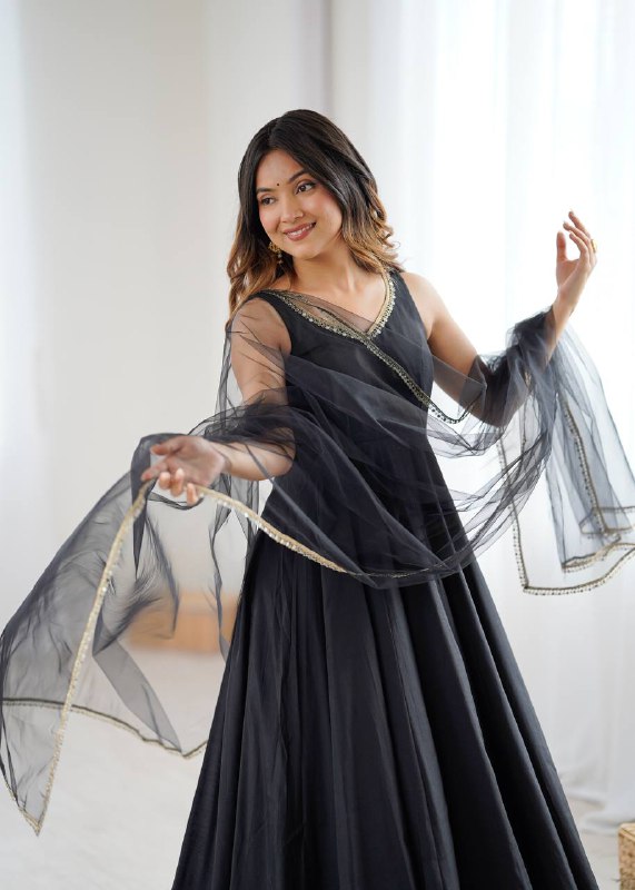 ANARKALI ROMAN SILK CHANDERI BEAUTIFUL DRESS