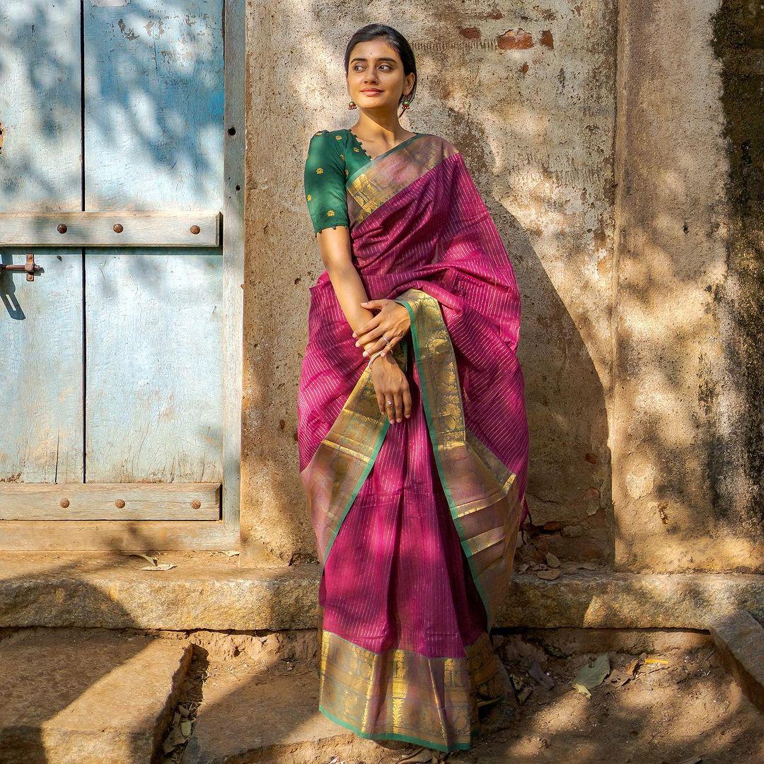 New Purple Banarasi Soft Silk Saree