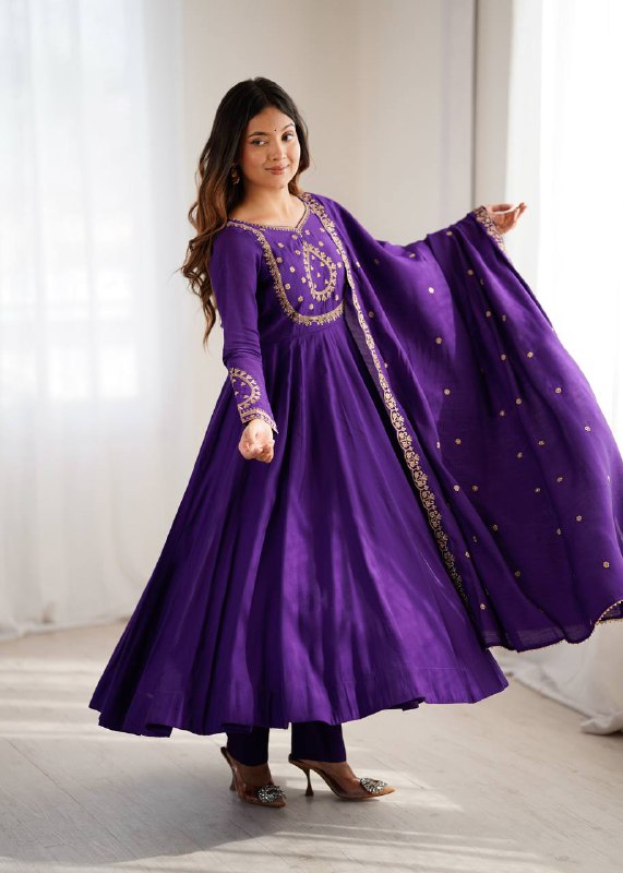 FANCY HANDWORK BEADS ROMAN ANARKALI