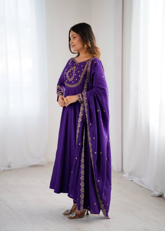 FANCY HANDWORK BEADS ROMAN ANARKALI