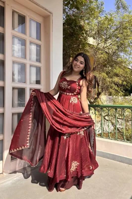 “Trending Red Ethnic Dress for Women | Embroidered Party Wear Anarkali”
