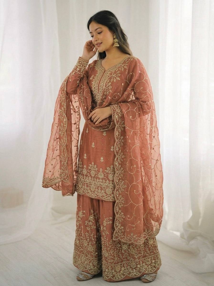 “Elegant Embroidered Sharara Suit Collection 2026 | Latest Party Wear Ethnic Set”