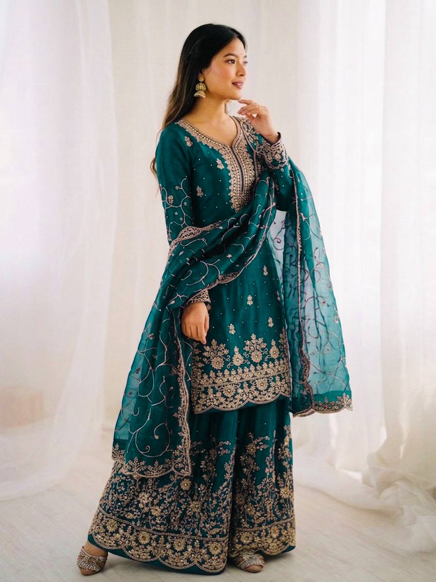 “Elegant Embroidered Sharara Suit Collection 2026 | Latest Party Wear Ethnic Set”
