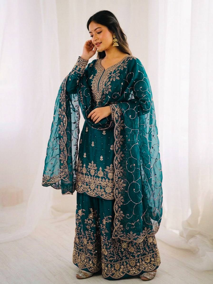 “Elegant Embroidered Sharara Suit Collection 2026 | Latest Party Wear Ethnic Set”