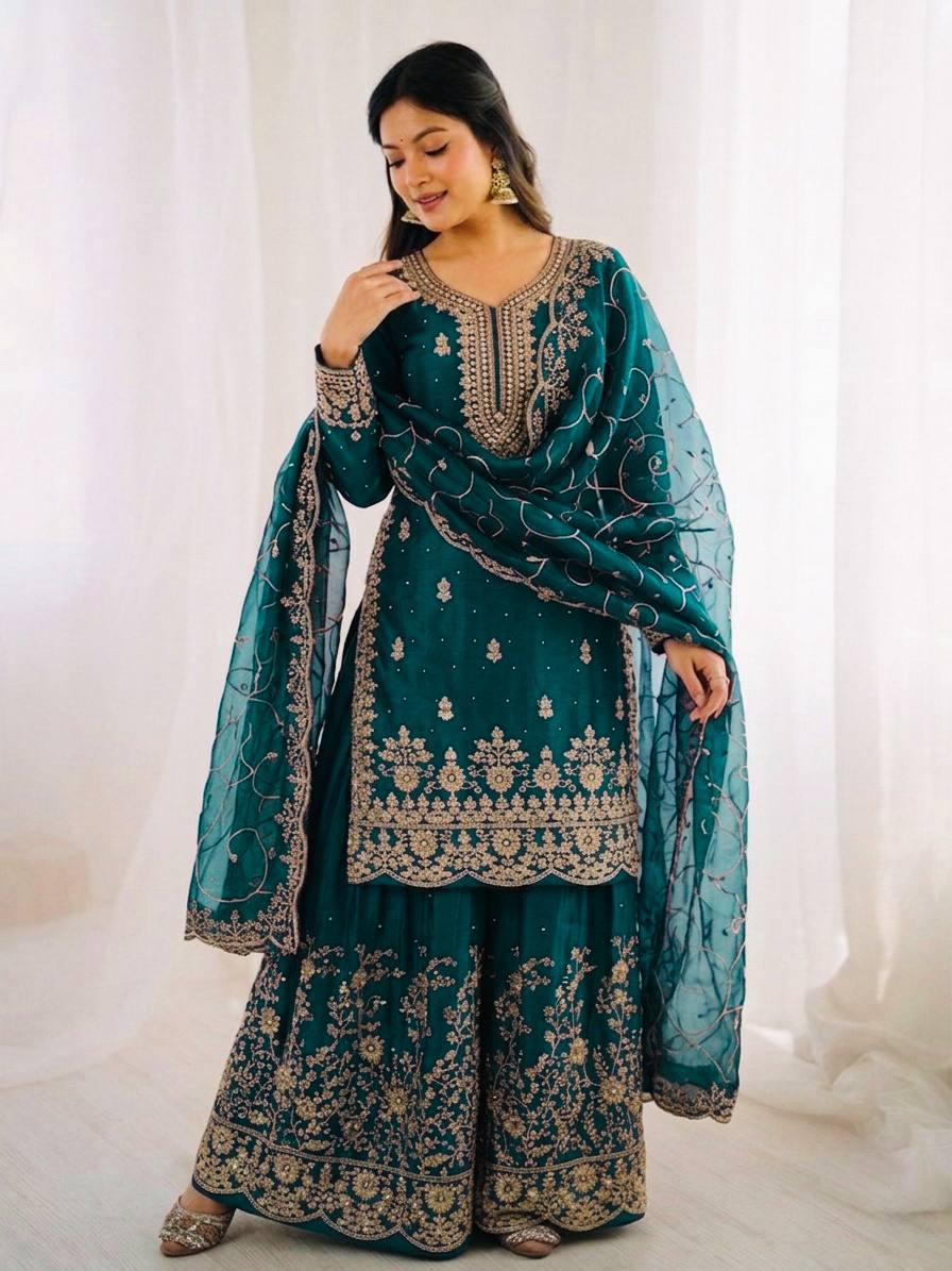 “Elegant Embroidered Sharara Suit Collection 2026 | Latest Party Wear Ethnic Set”