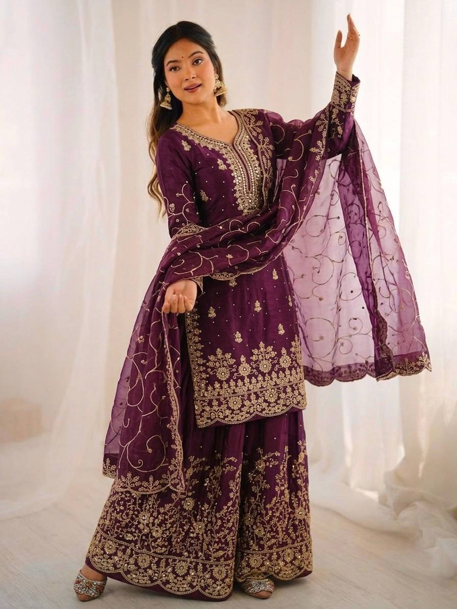 “Elegant Embroidered Sharara Suit Collection 2026 | Latest Party Wear Ethnic Set”