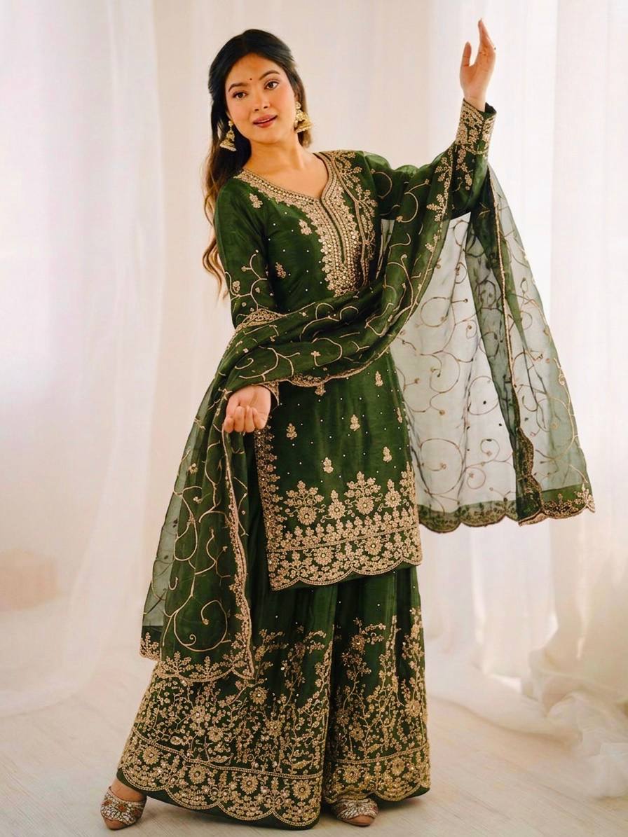 “Elegant Embroidered Sharara Suit Collection 2026 | Latest Party Wear Ethnic Set”