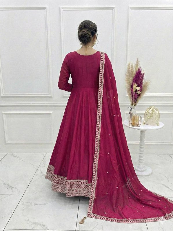 Majestic Magenta Kalidar Anarkali Set with KALI PATTERN