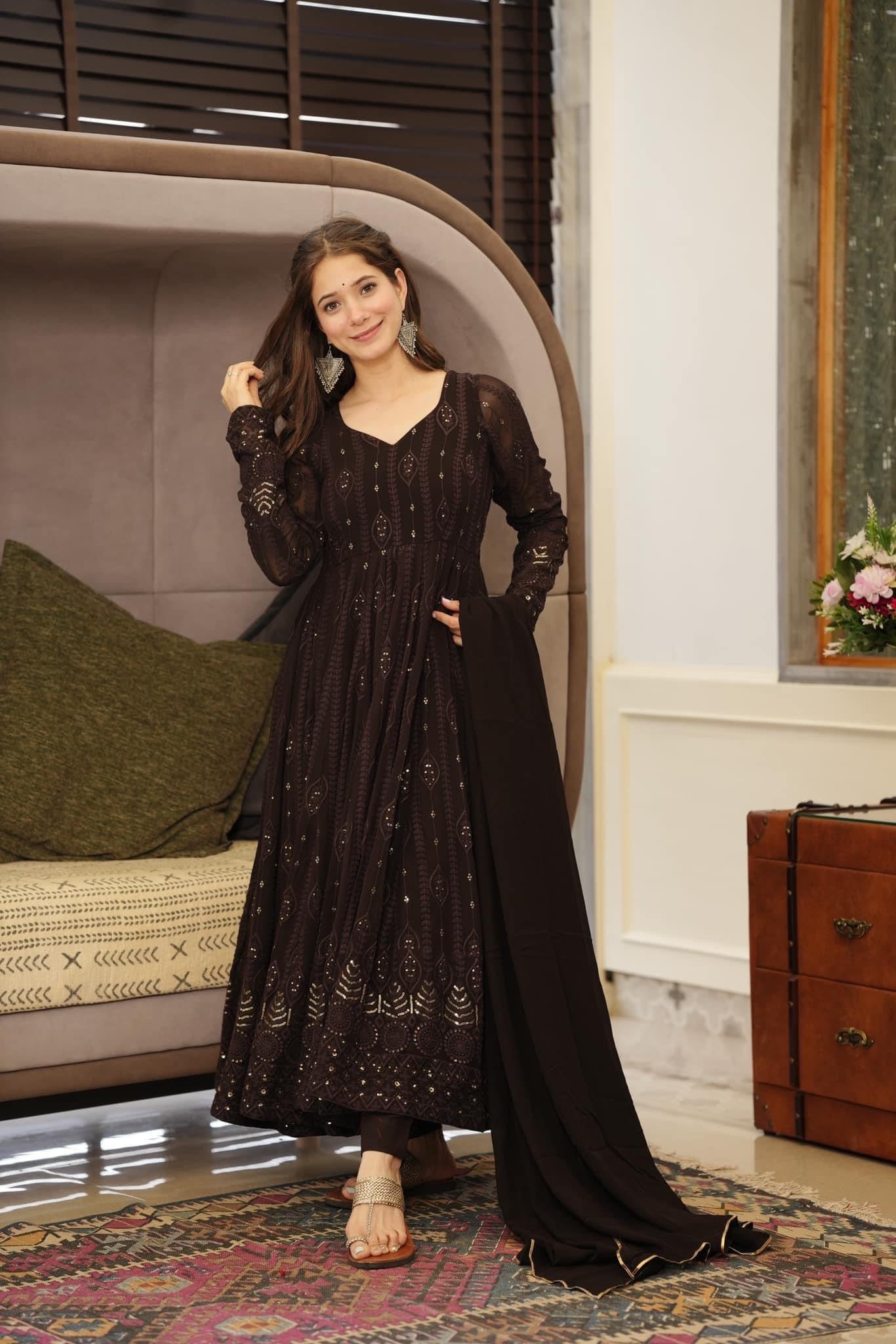 ANARKALI EMBROIDERED GEORGETTE SUIT SET
