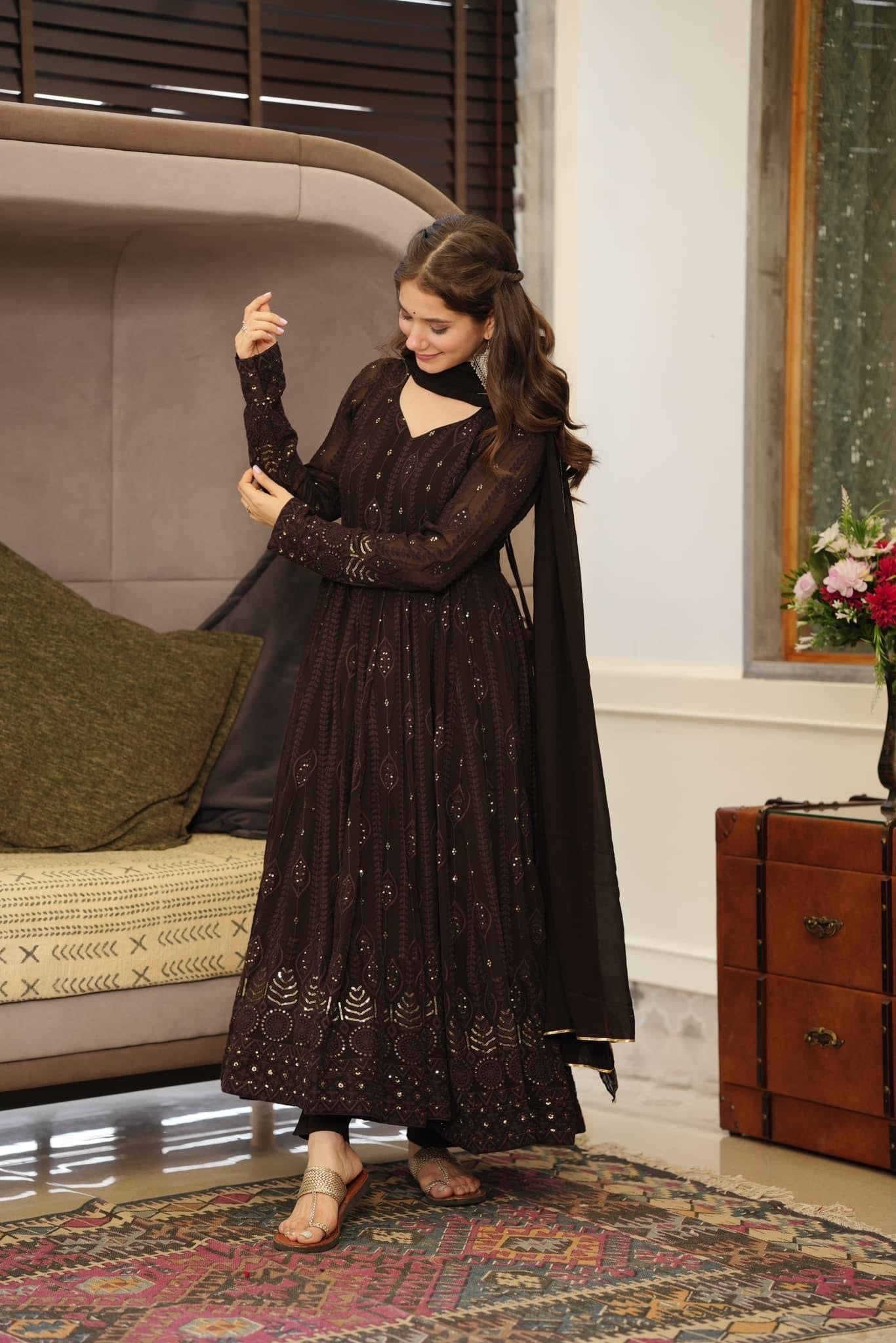 ANARKALI EMBROIDERED GEORGETTE SUIT SET