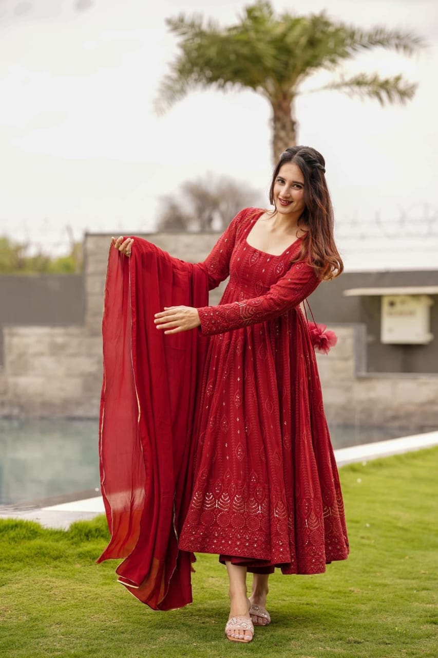 ANARKALI EMBROIDERED GEORGETTE SUIT SET