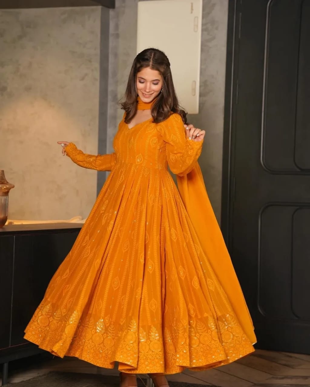 ANARKALI EMBROIDERED GEORGETTE SUIT SET