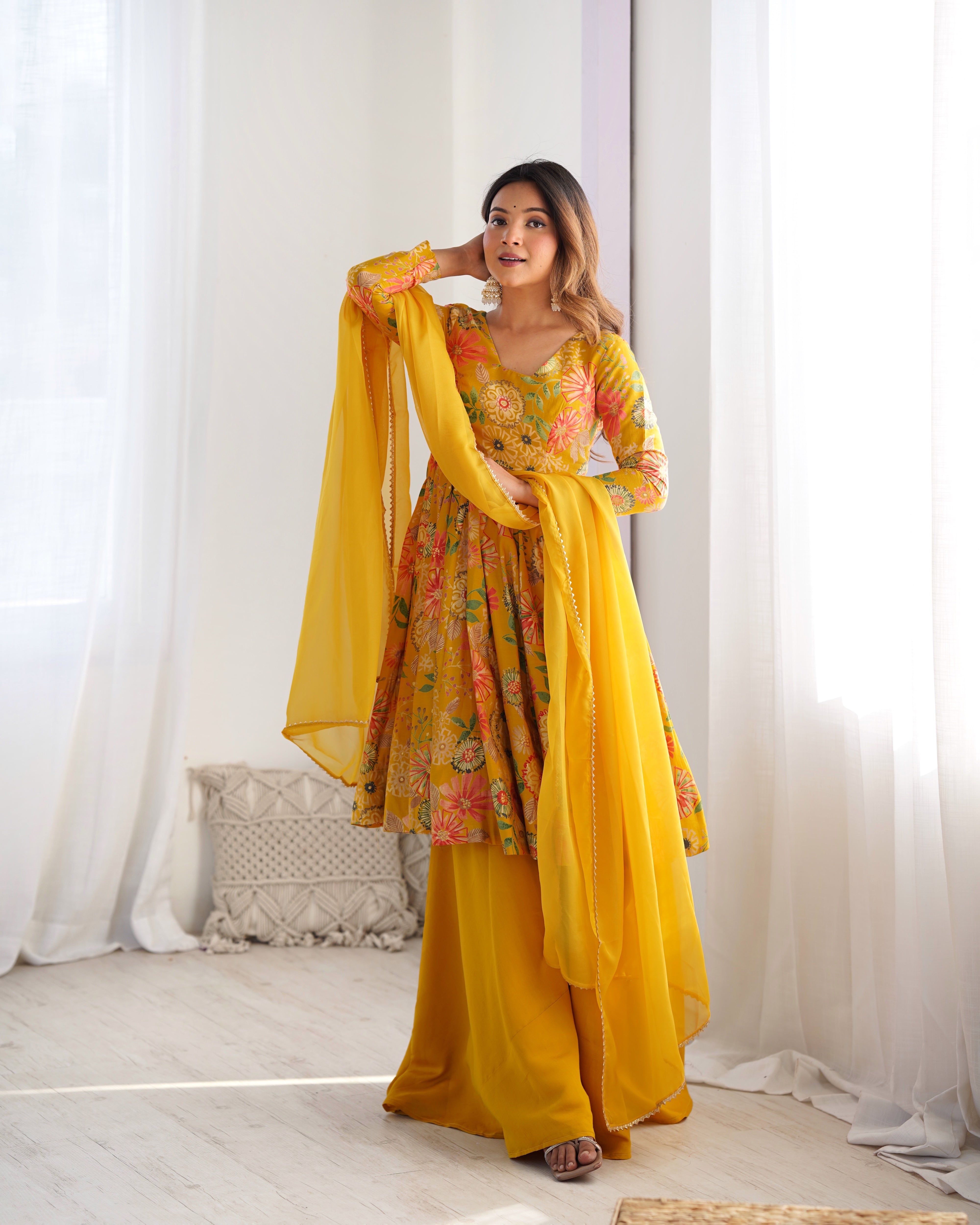 Beautiful Floral Design And Super Kurta Set