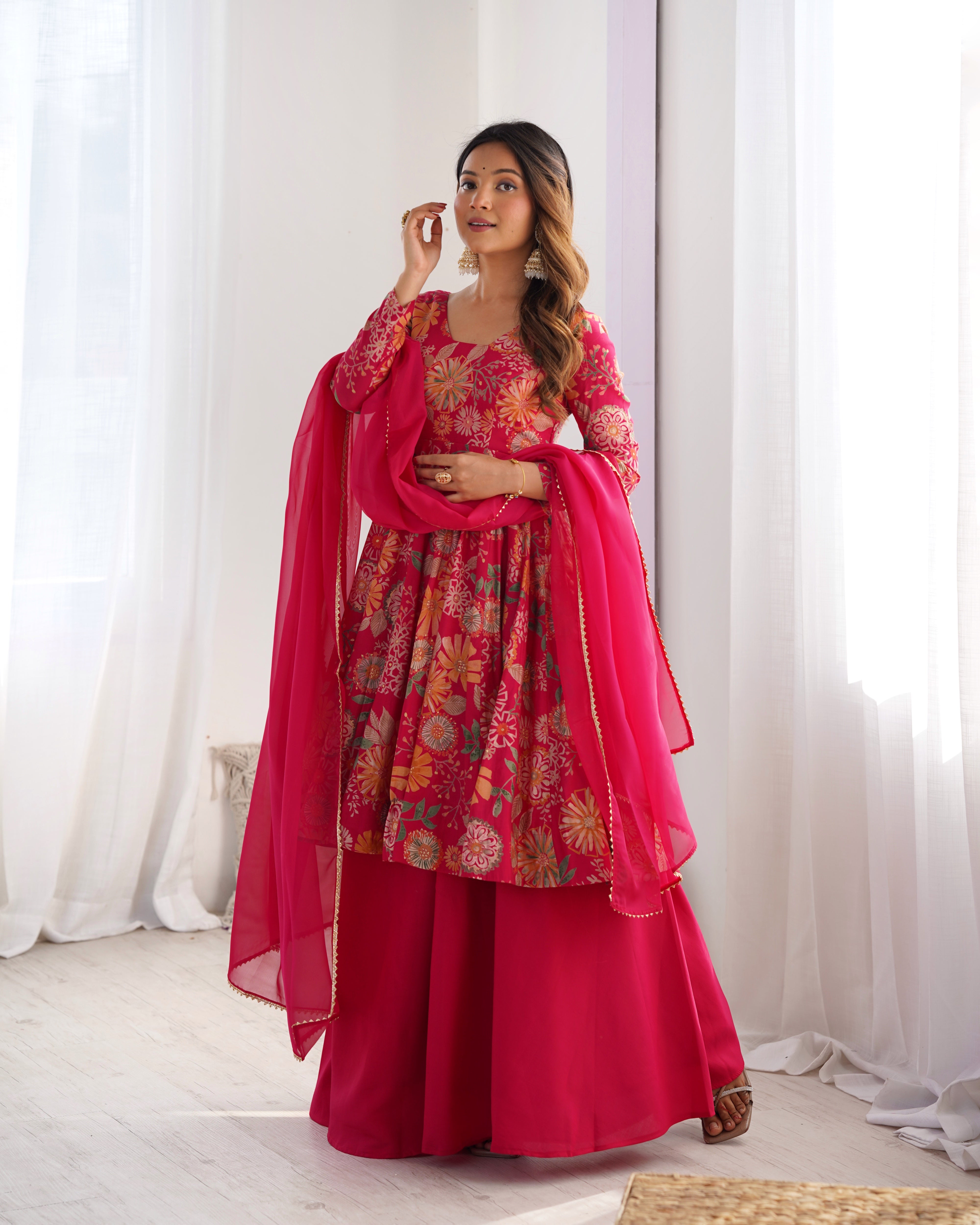 Beautiful Floral Design And Super Kurta Set