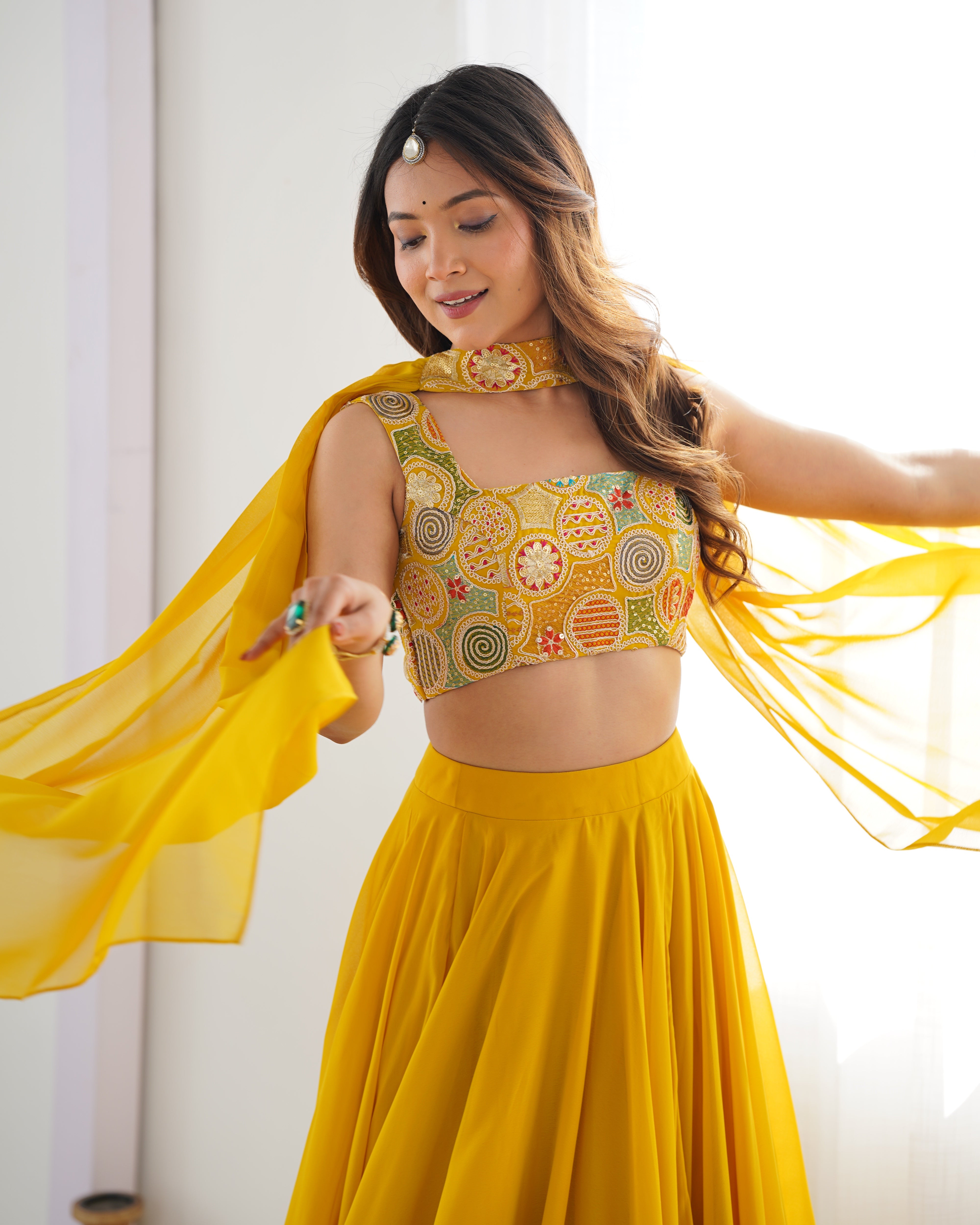 Yellow Beautiful Deisgn And Super Lehenga Choli