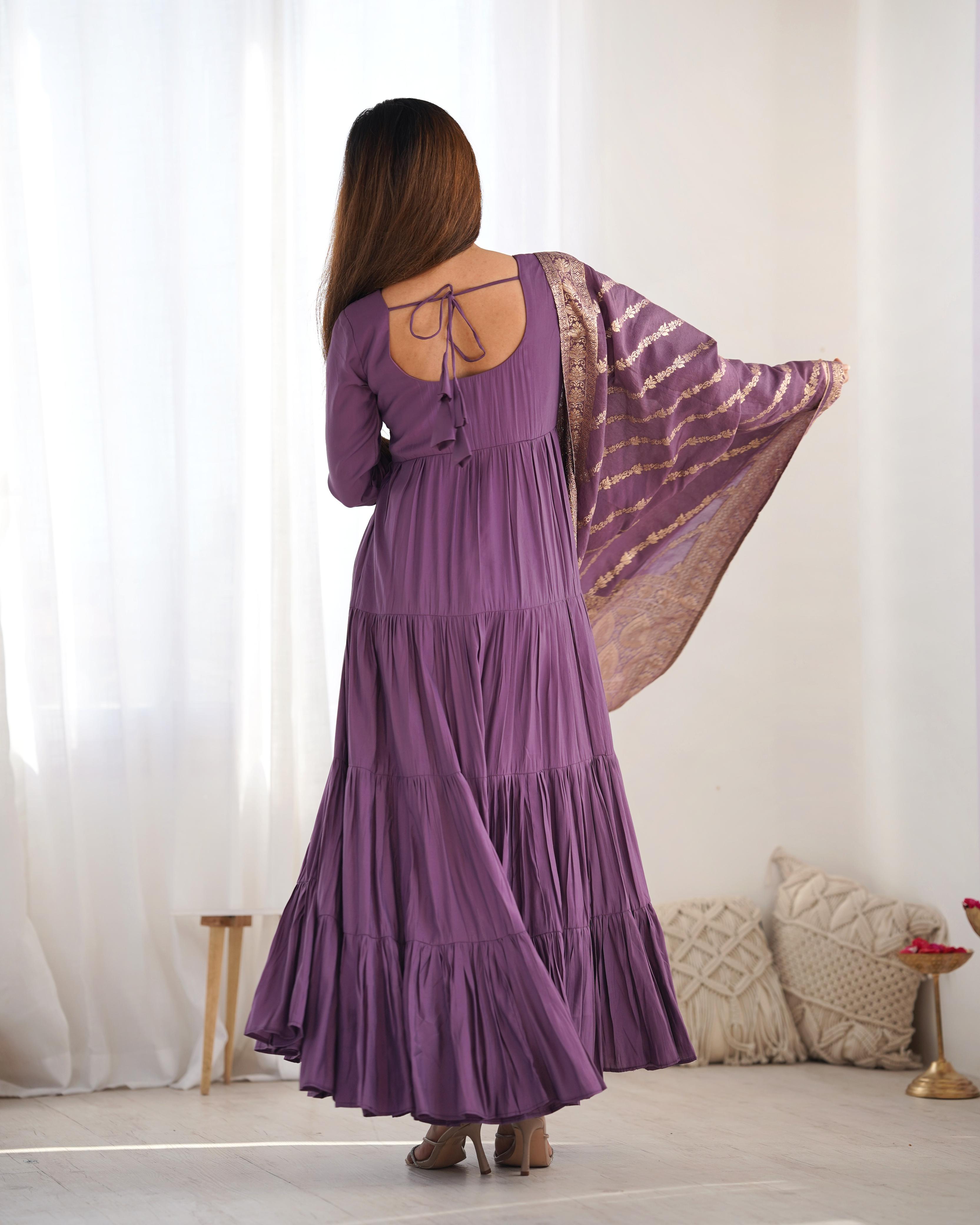 PURE ROMANSILK CHANDERI FABRIC FULLY FLAIR ANARKALI