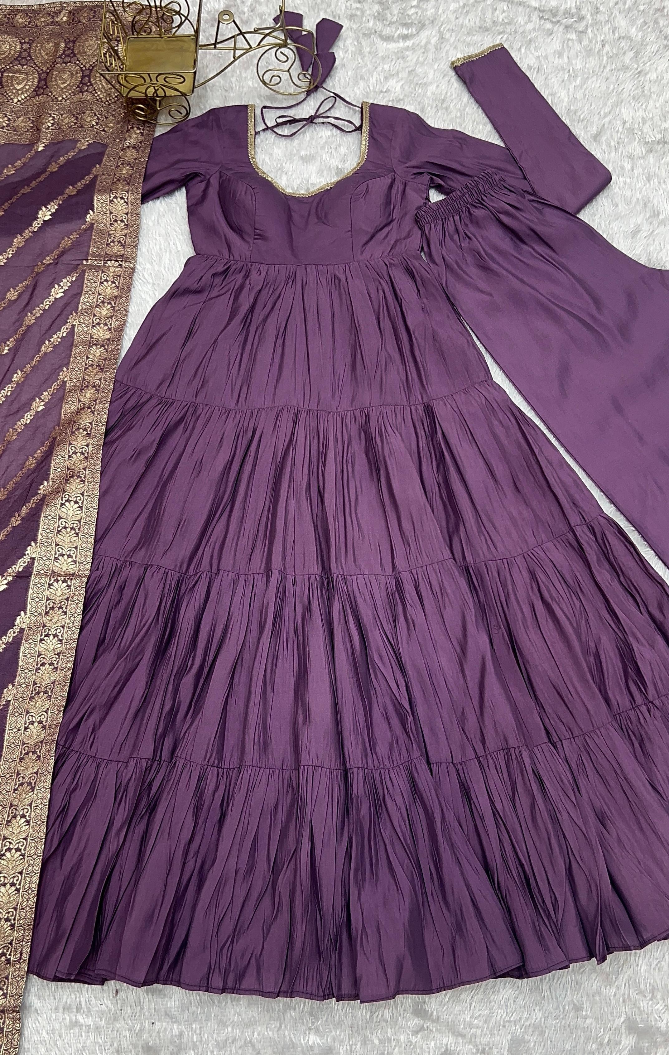 PURE ROMANSILK CHANDERI FABRIC FULLY FLAIR ANARKALI