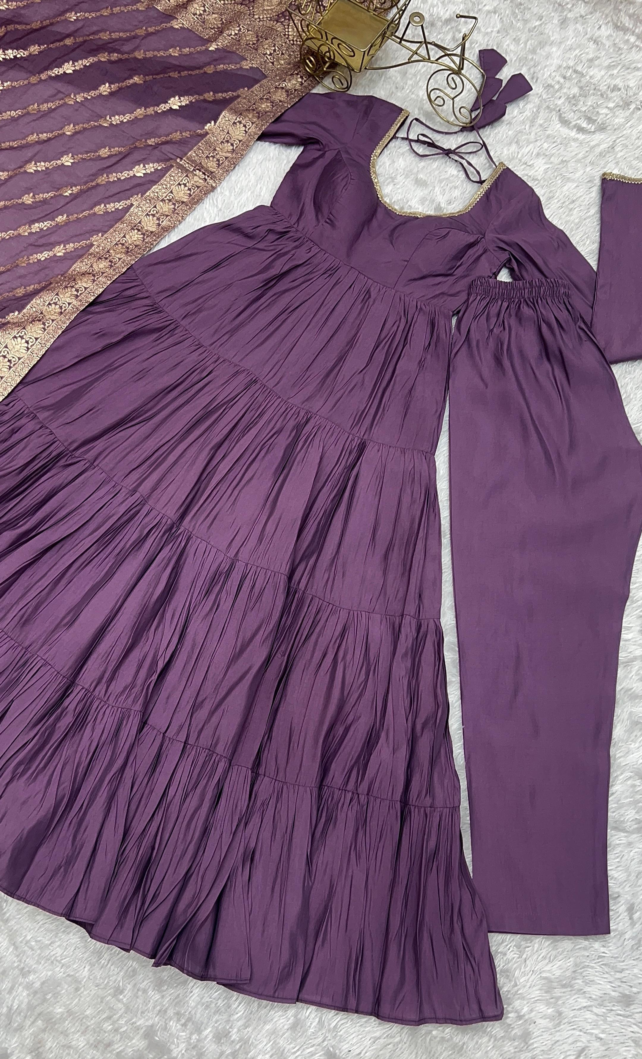 PURE ROMANSILK CHANDERI FABRIC FULLY FLAIR ANARKALI