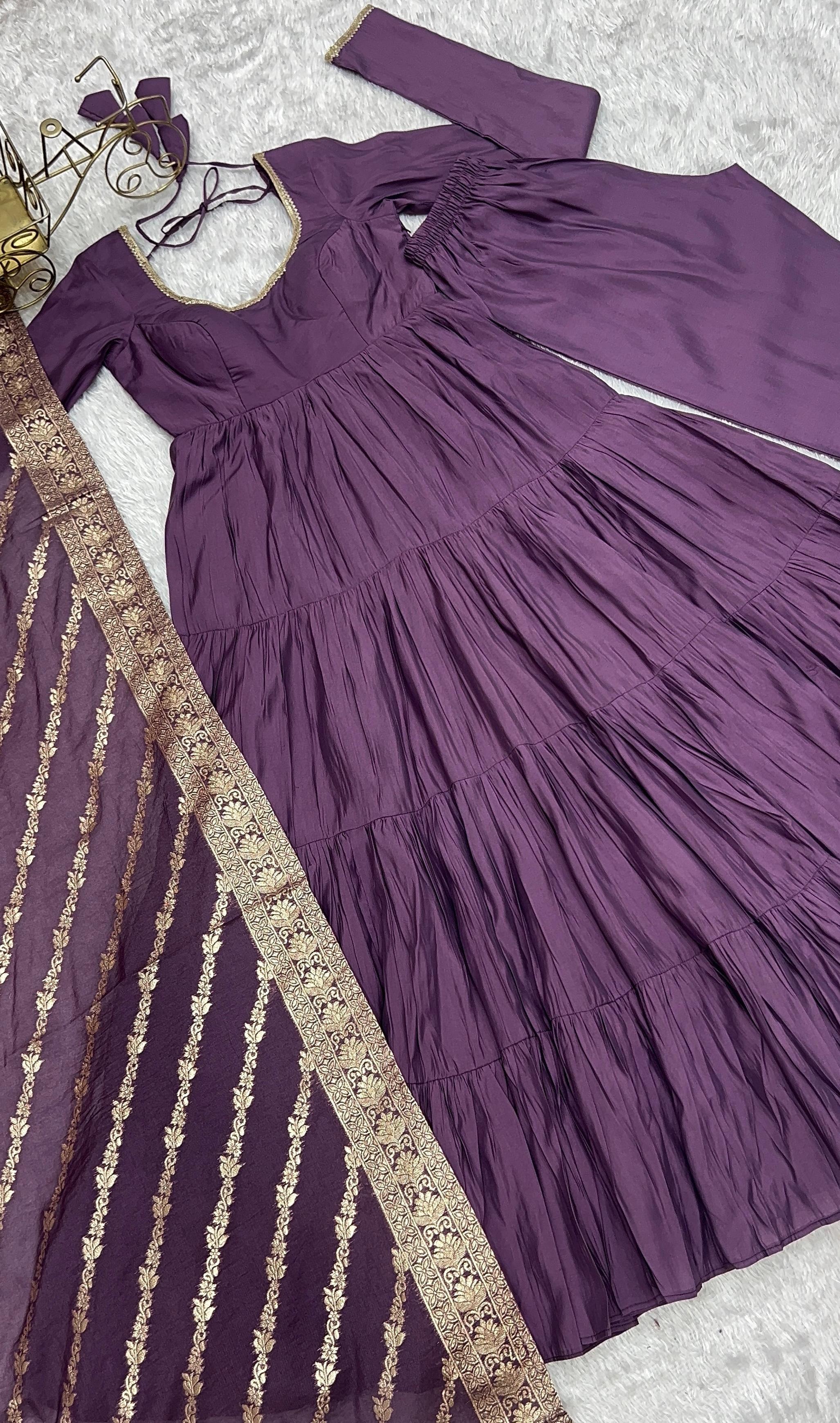 PURE ROMANSILK CHANDERI FABRIC FULLY FLAIR ANARKALI