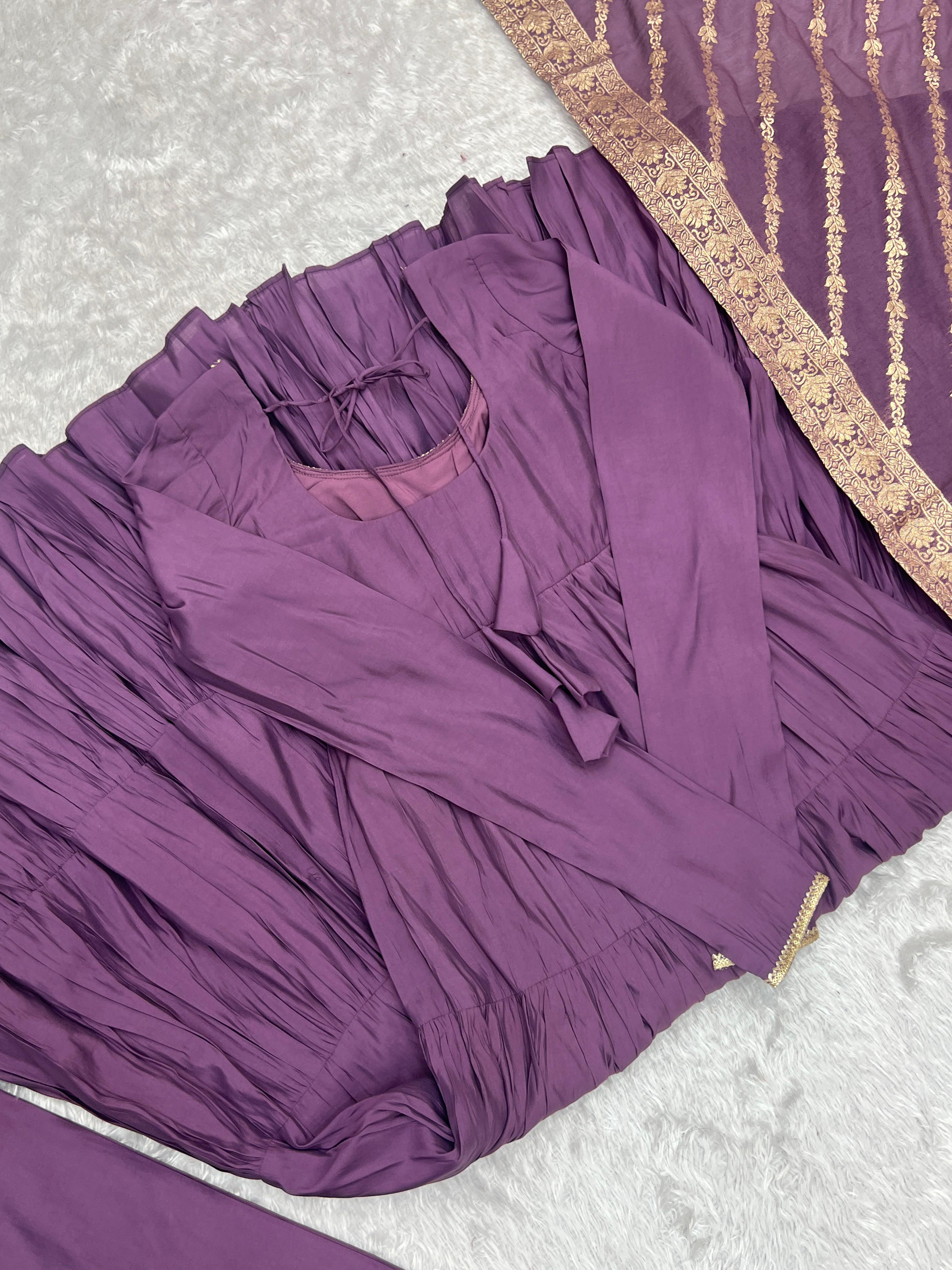 PURE ROMANSILK CHANDERI FABRIC FULLY FLAIR ANARKALI