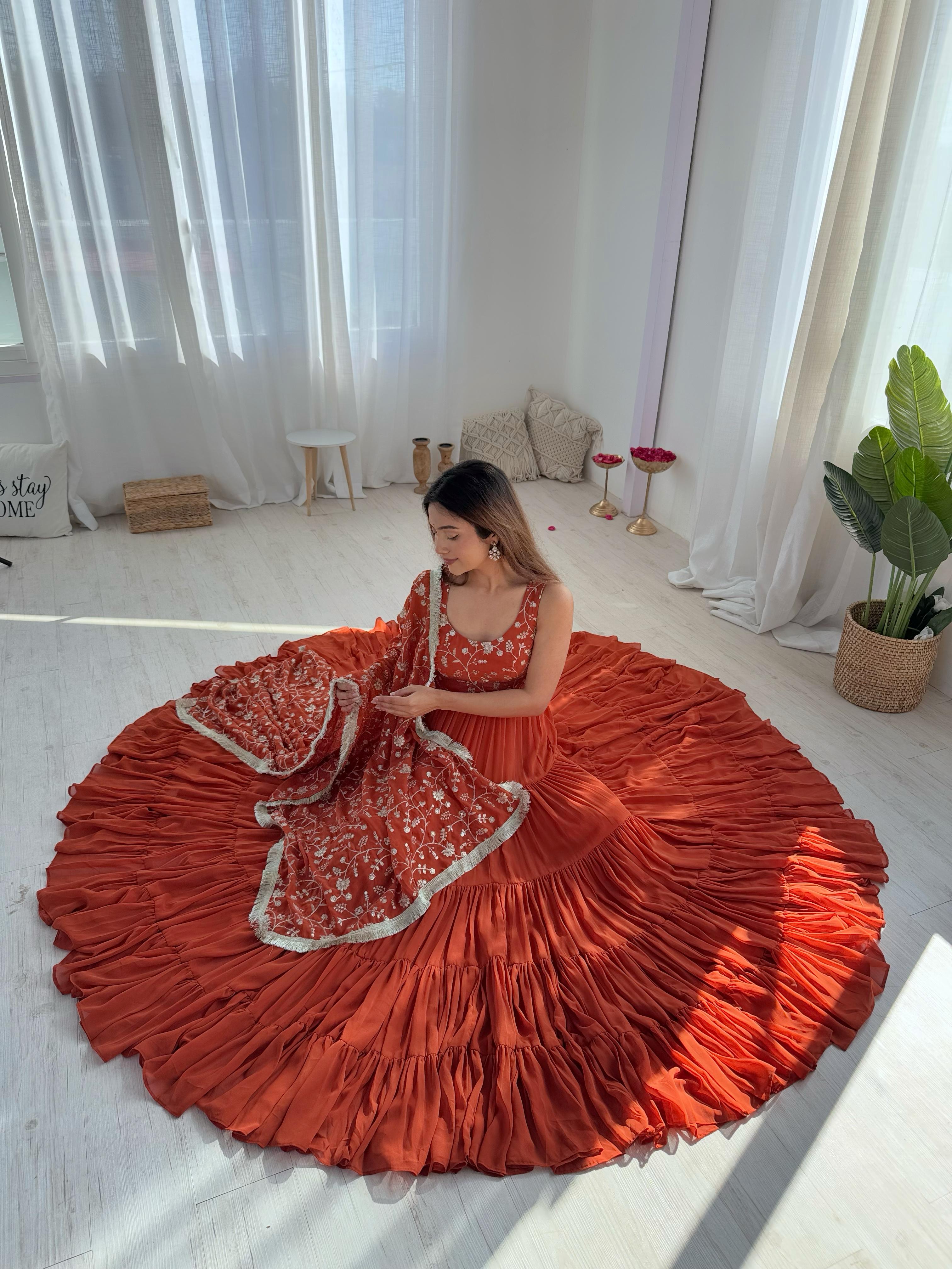 PURE SOFT FOX GEORGETTE FABRIC FULLY FLAIR ANARKALI