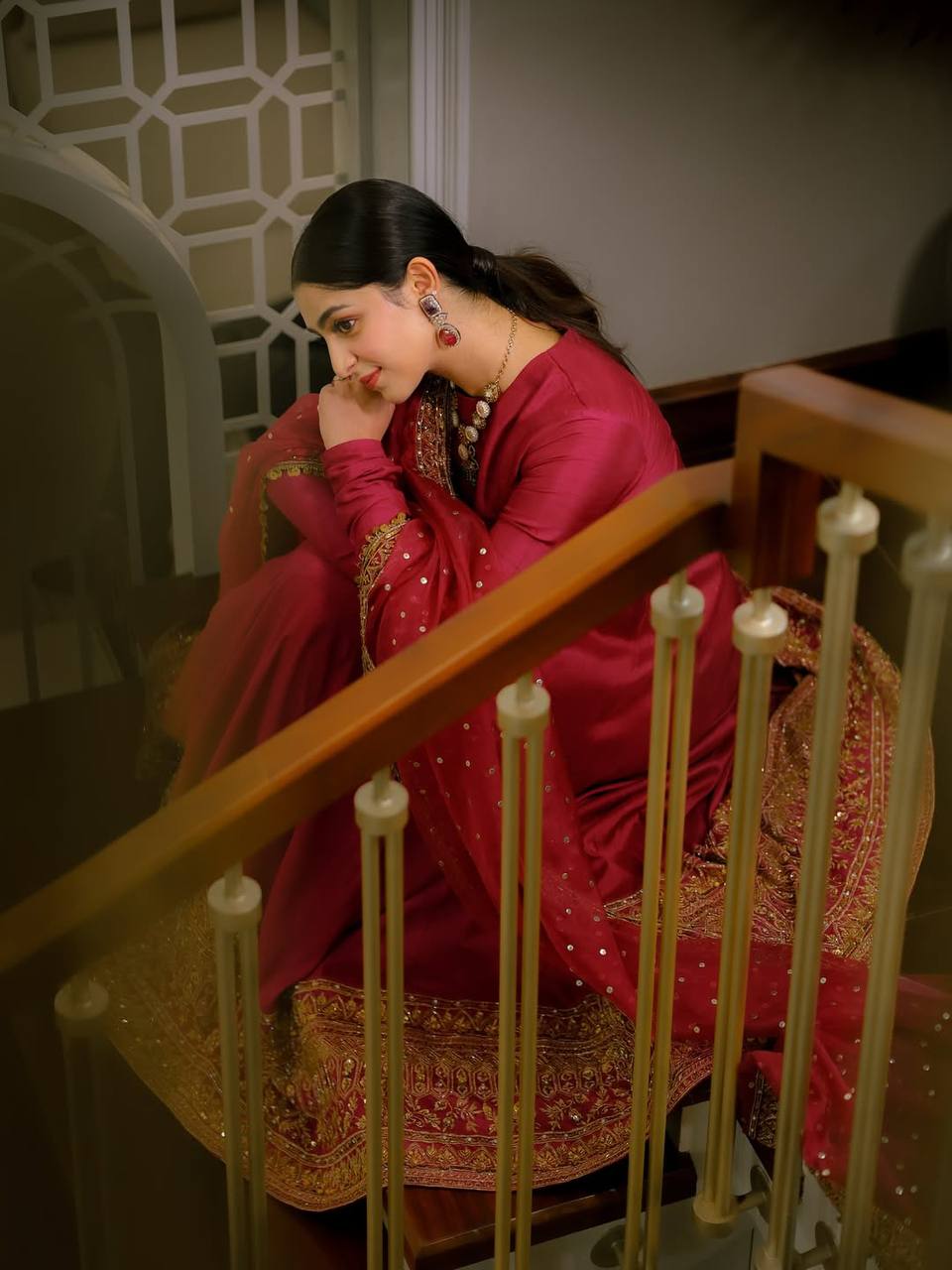 Royal Rani Pink Silk Anarkali Suit with Gold Border
