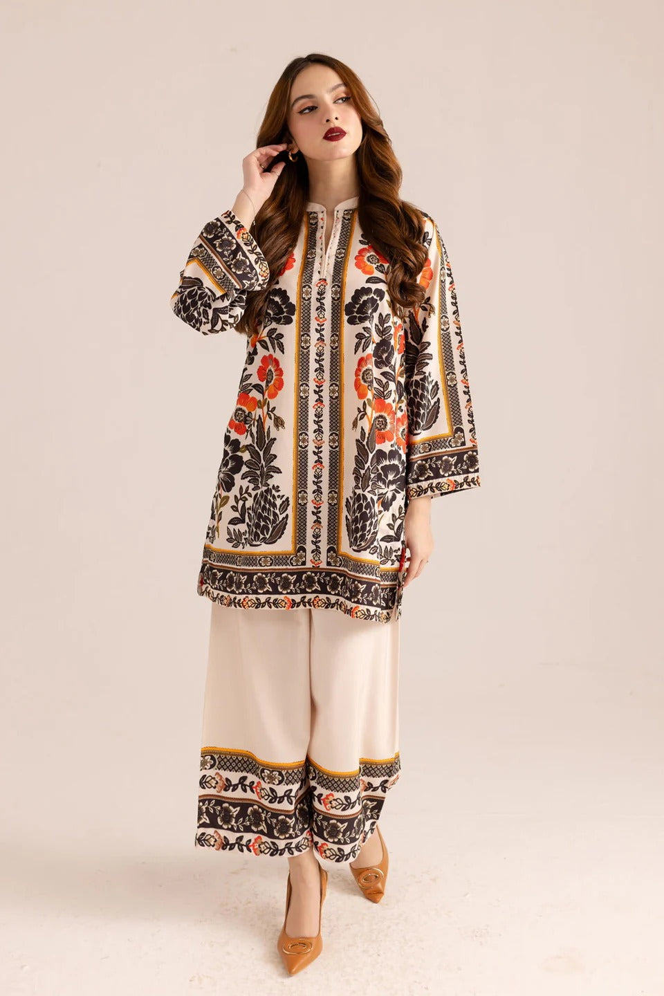 BEAUTIFUL PRINTED CO-ORD SET OFF WHITE