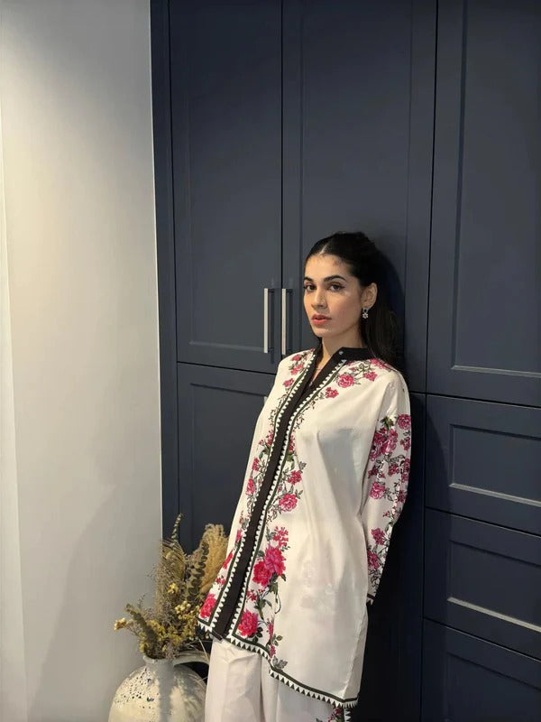BEAUTIFUL LUXE AWESOME PRINTED CO-ORD SET OFF WHITE