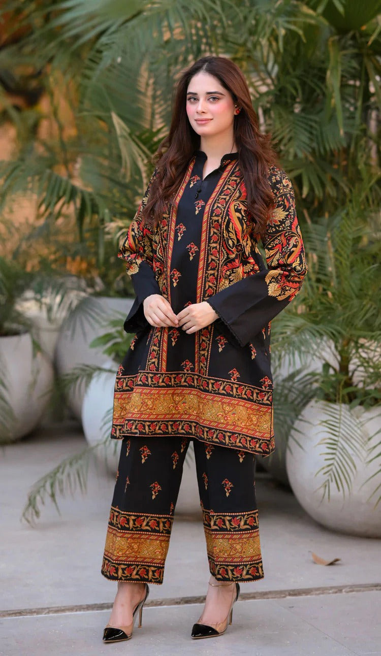 MULTI BLACK DESIGN PRINTED CO-ORD SET